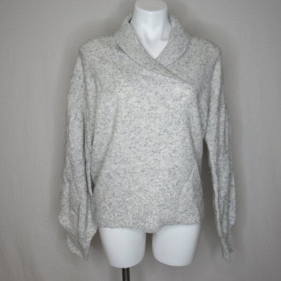 Madewell Light Gray Heather VINSON Shawl Collar Sweater Women's L Large - Picture 5 of 8